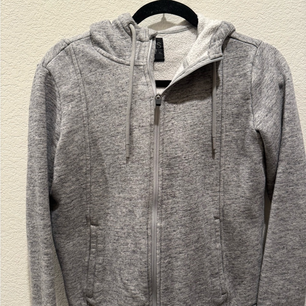 FIGS Gray Full-Zip Hooded Sweater S